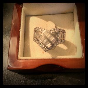 925 Sterling Silver Ring CZ Arrow Baguette Ring